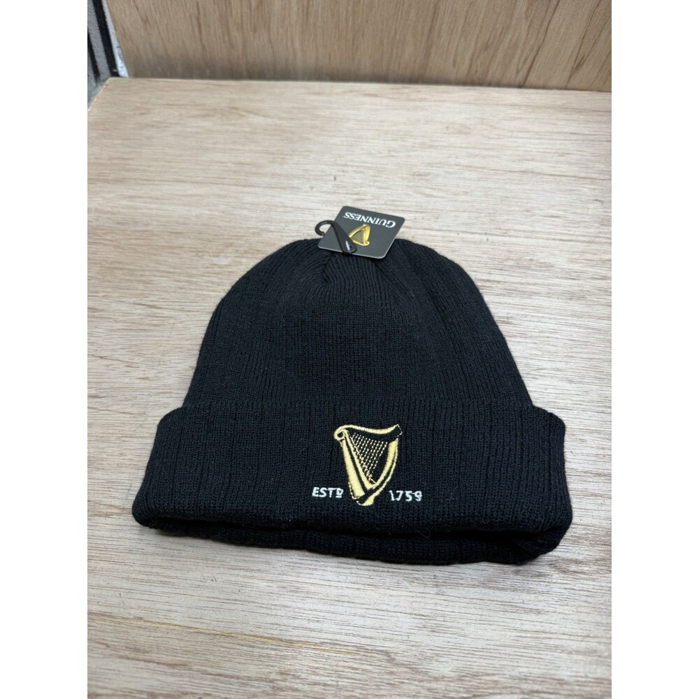 Guinness Beanie hat, Black Color, Arth Guinness and Harp embroidered